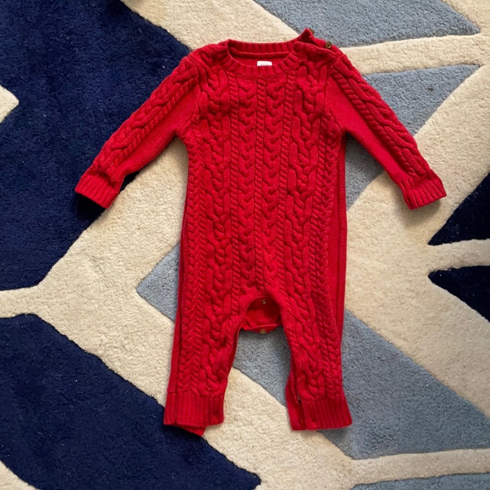 Baby Gap Red Cable Knit Romper